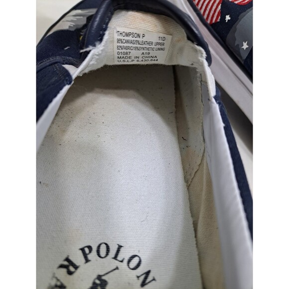 Polo Ralph Lauren Thompson P Men's 11 Bear Lighthouse Flag Slip On Canvas Shoes - Picture 9 of 10